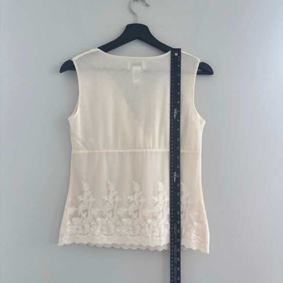 Vintage Talbots Petite Lightweight Stretch Nylon Mesh Tank Top Lace Lined Size P - Picture 3 of 10